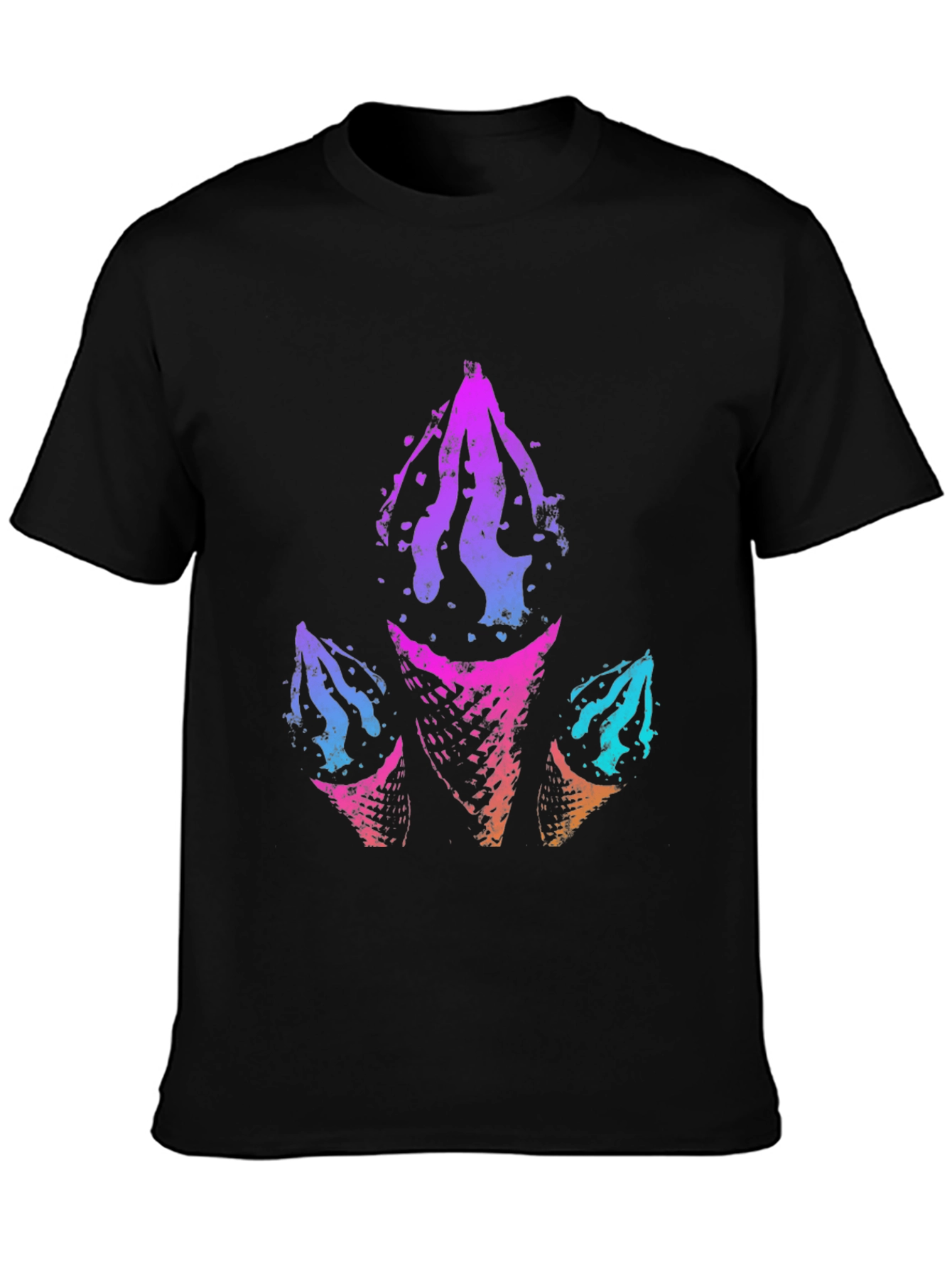 Abstract Ice Cream Cone Graphic Tee - Black