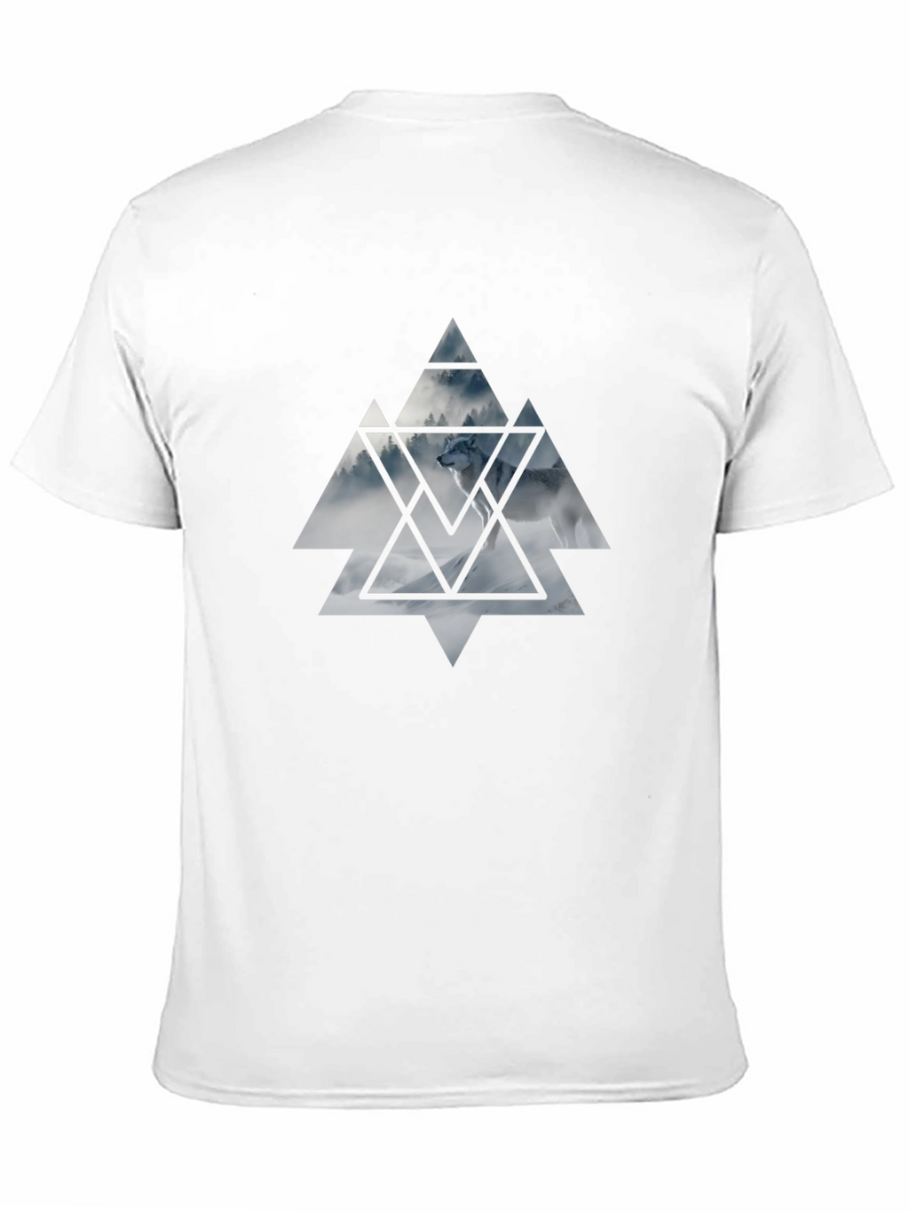 Mens Black T-Shirt Wolf Triangle Graphic Tee