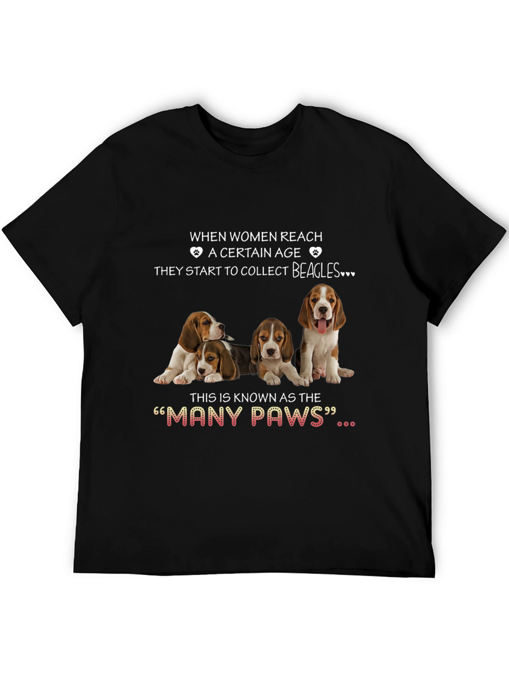 Women & Beagles T-Shirt:  Many Paws Graphic Tee