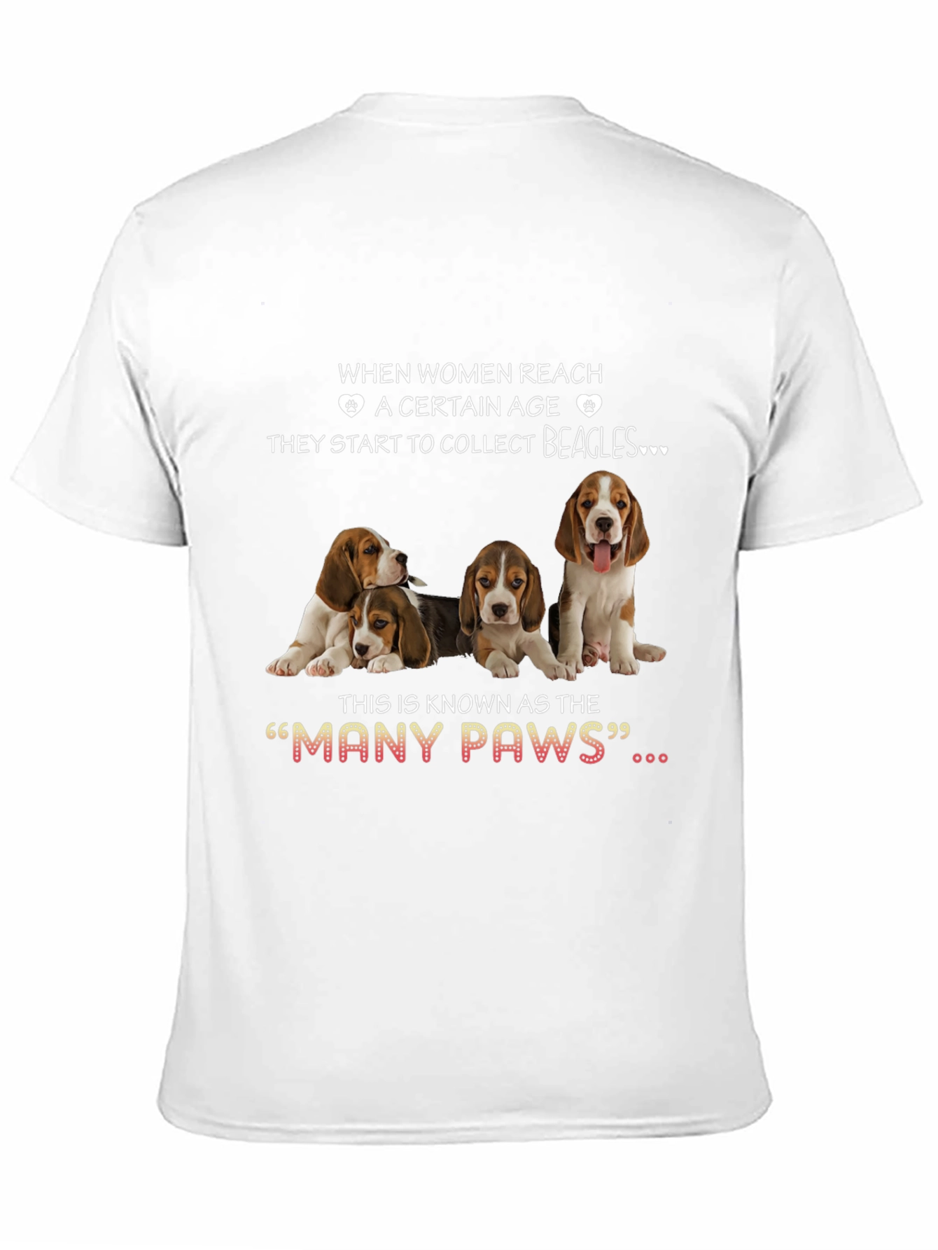 Women & Beagles T-Shirt:  Many Paws Graphic Tee