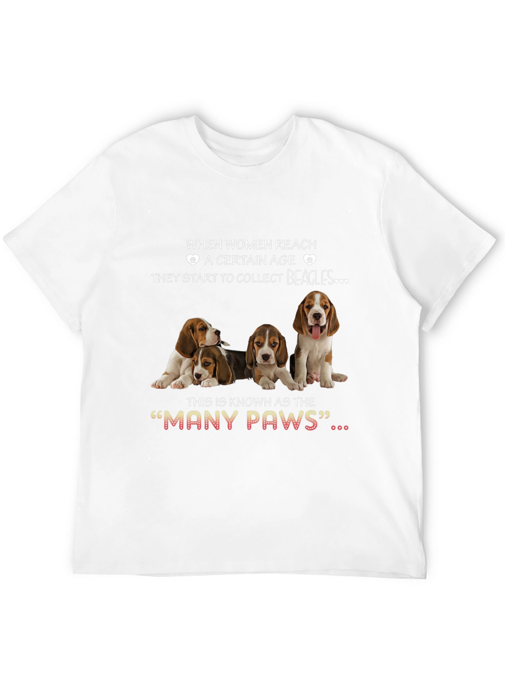 Women & Beagles T-Shirt:  Many Paws Graphic Tee