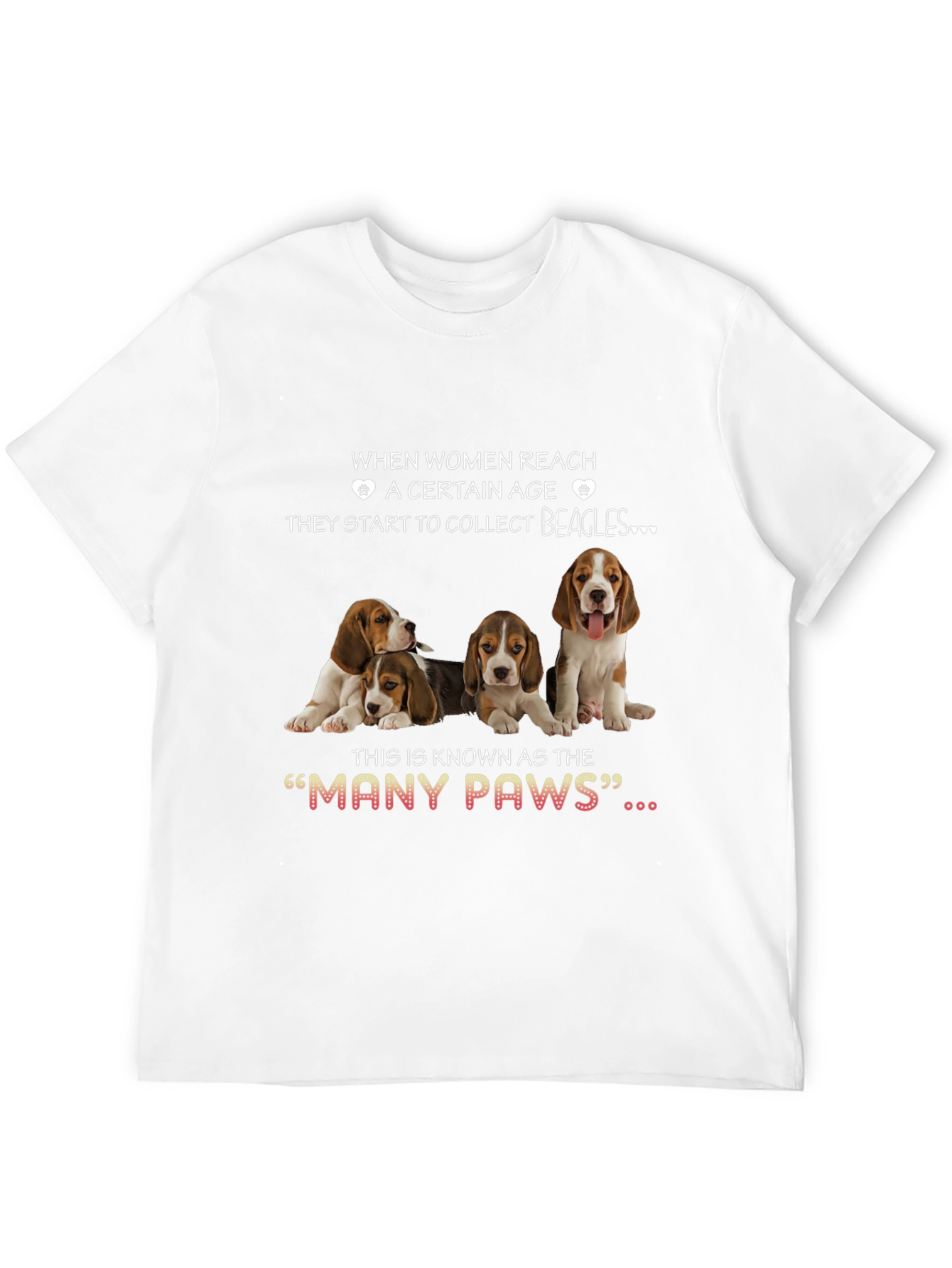 Women & Beagles T-Shirt:  Many Paws Graphic Tee