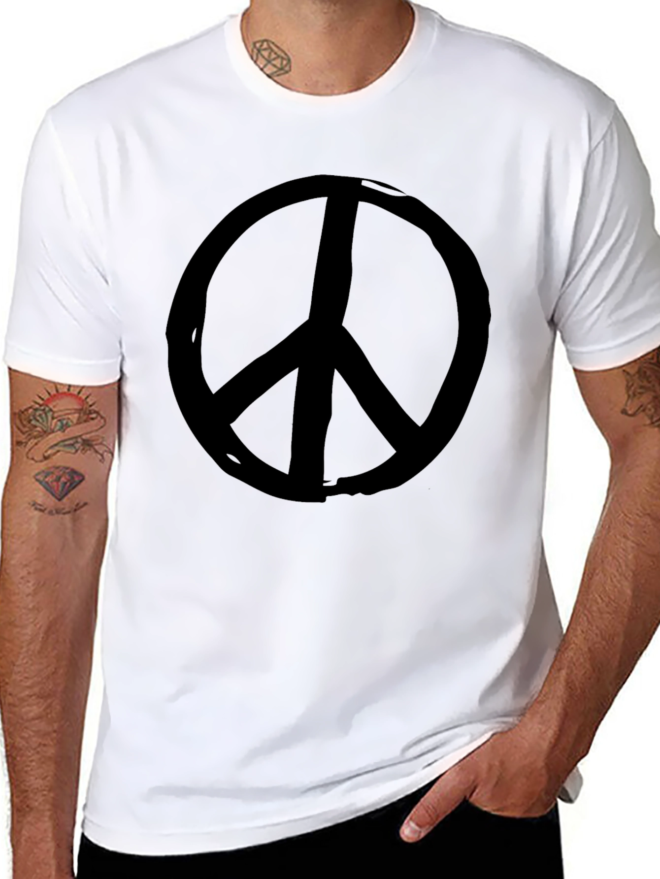 Black Peace Sign Graphic T-Shirt