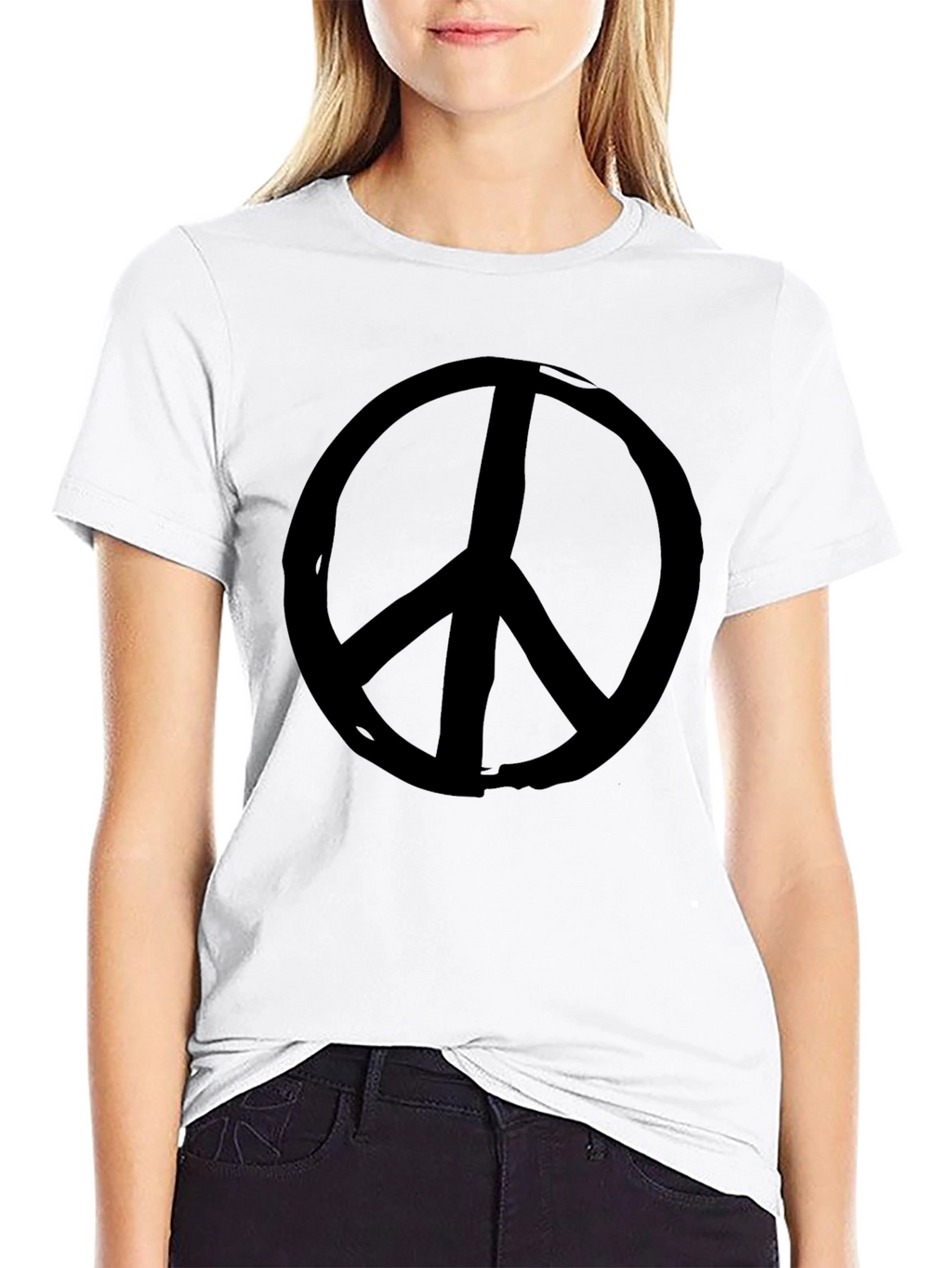 Black Peace Sign Graphic T-Shirt