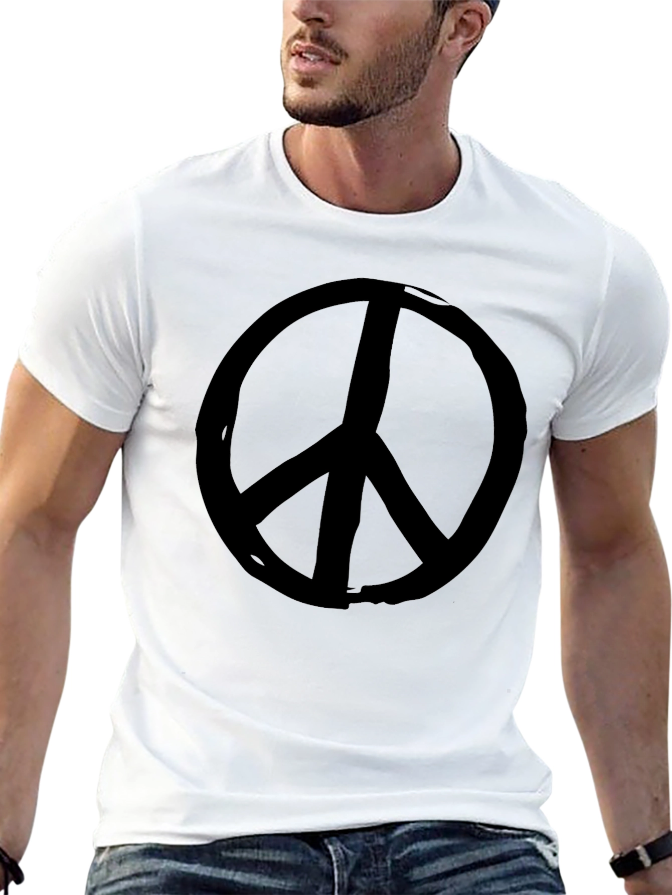 Black Peace Sign Graphic T-Shirt