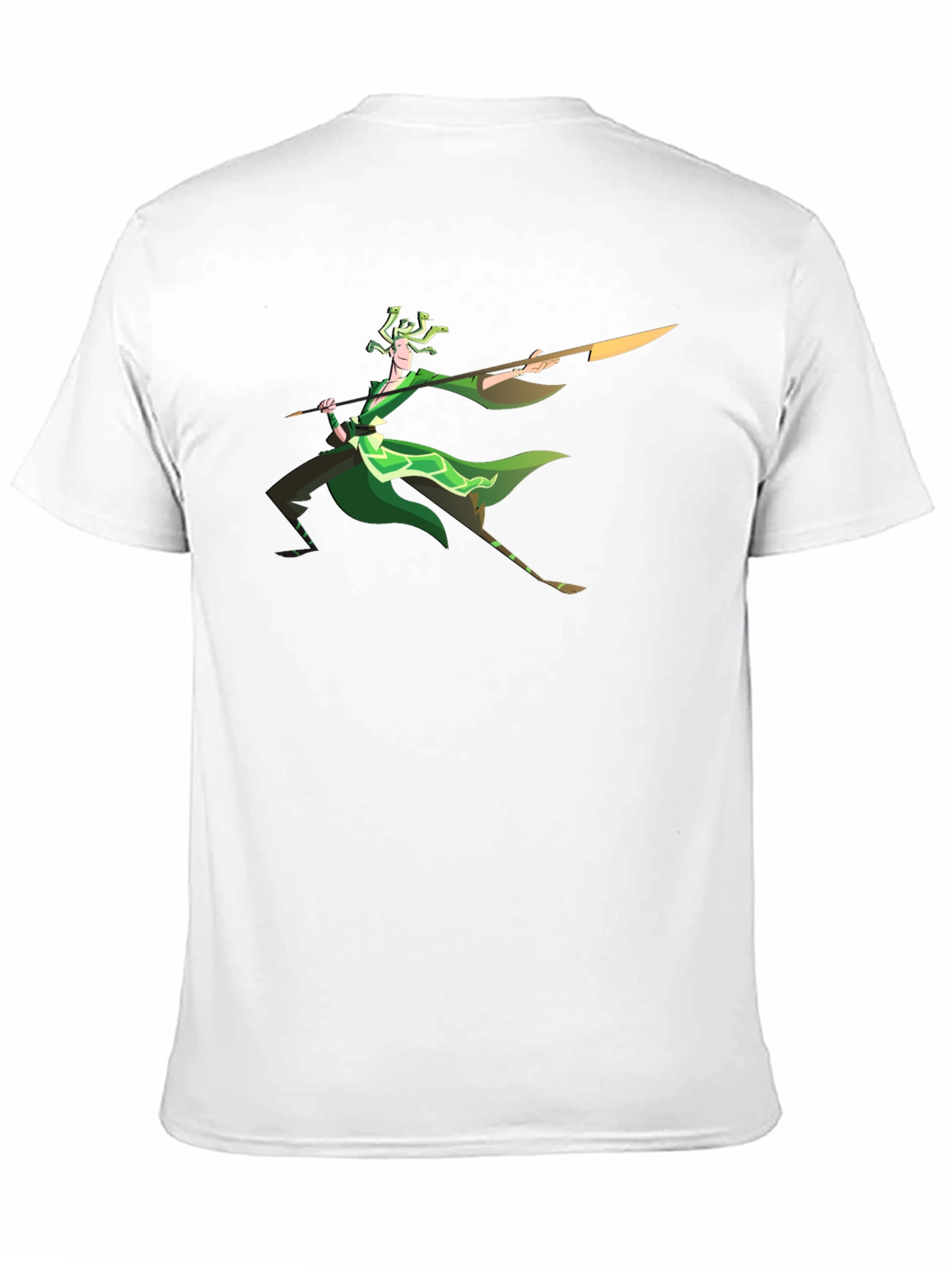 Cartoon Medusa Graphic Tee - Black Cotton T-Shirt