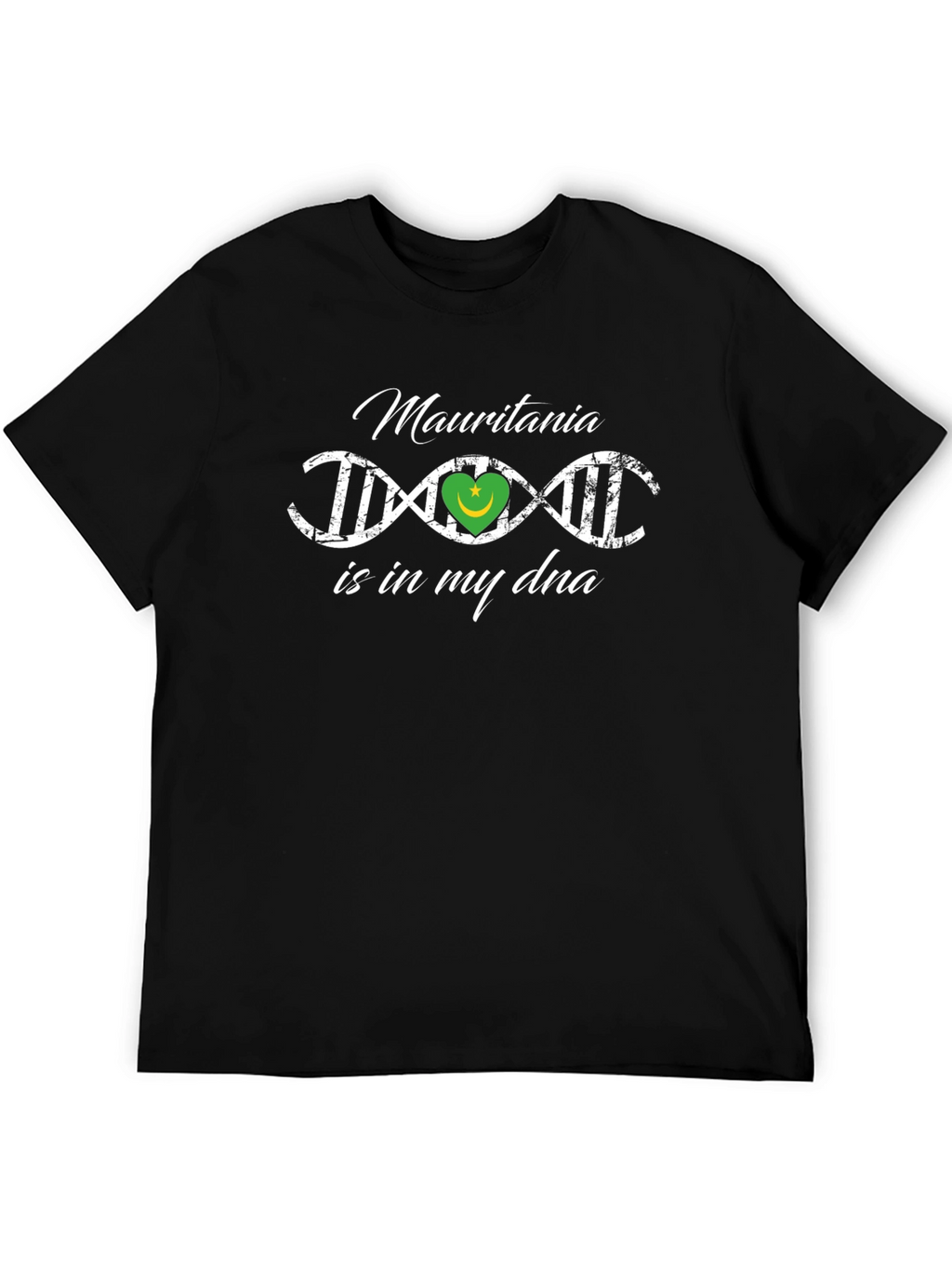 Mauritania DNA Flag Heart T-Shirt