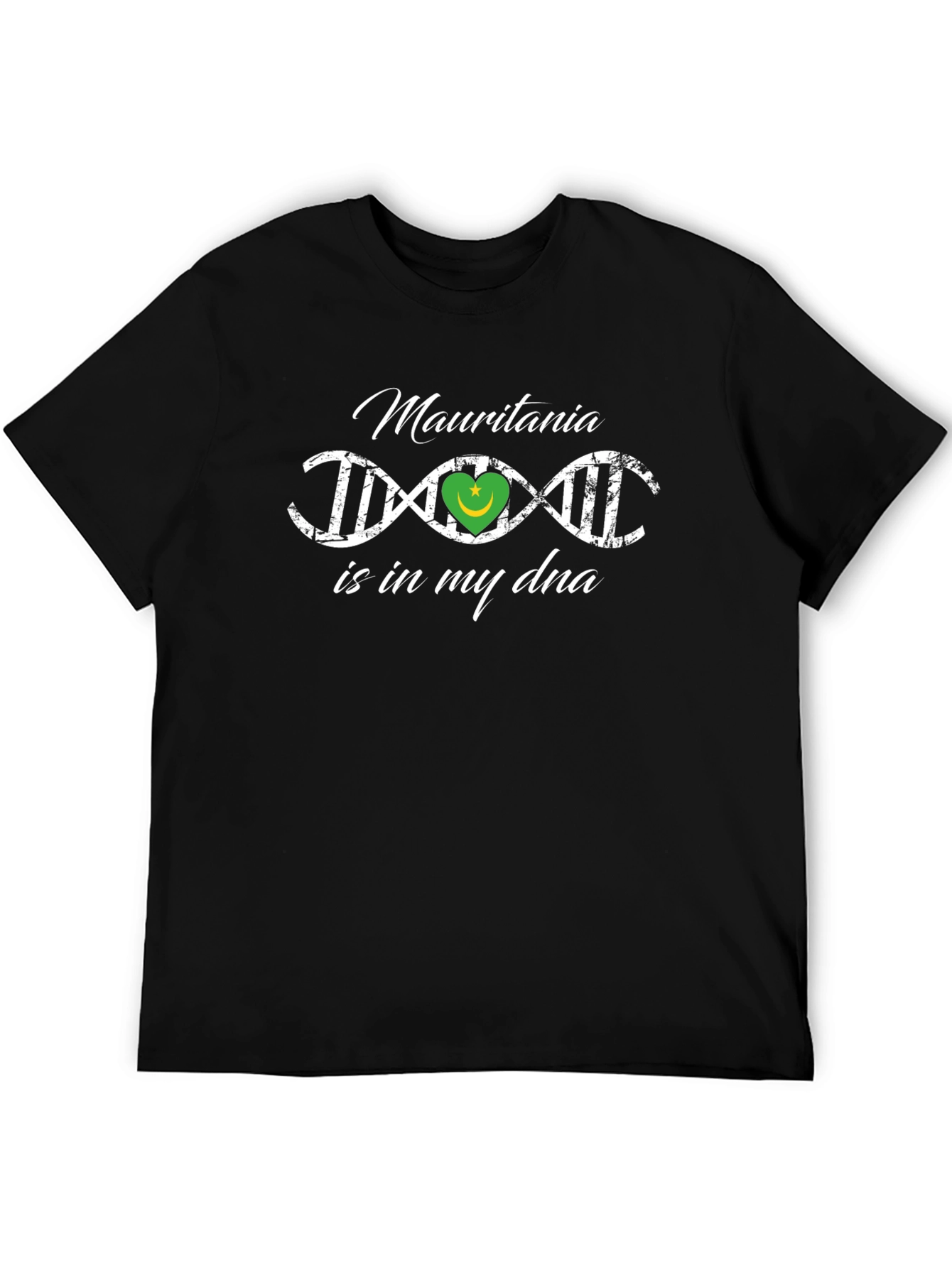Mauritania DNA Flag Heart T-Shirt