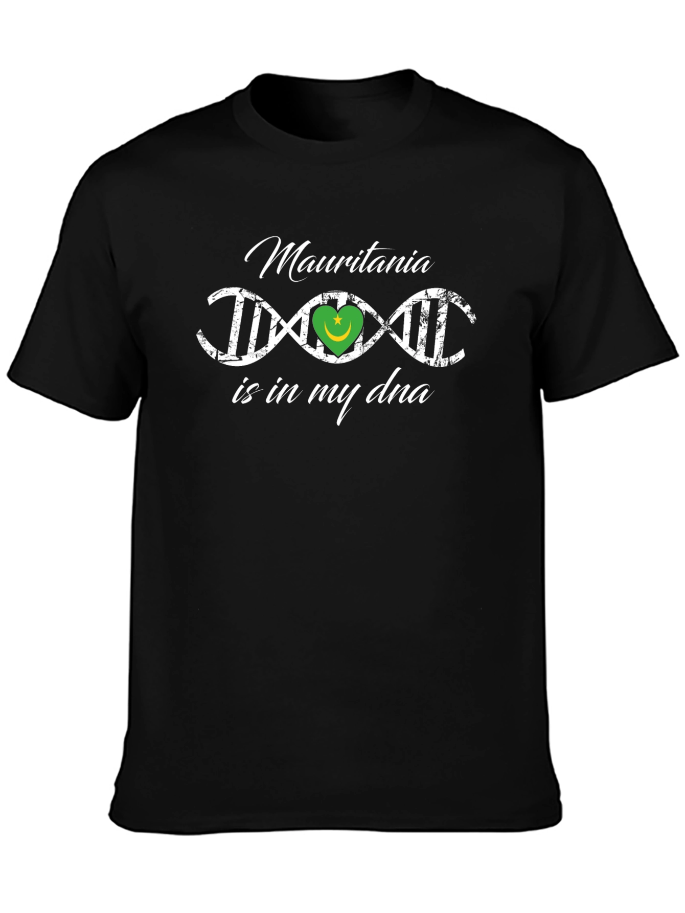 Mauritania DNA Flag Heart T-Shirt