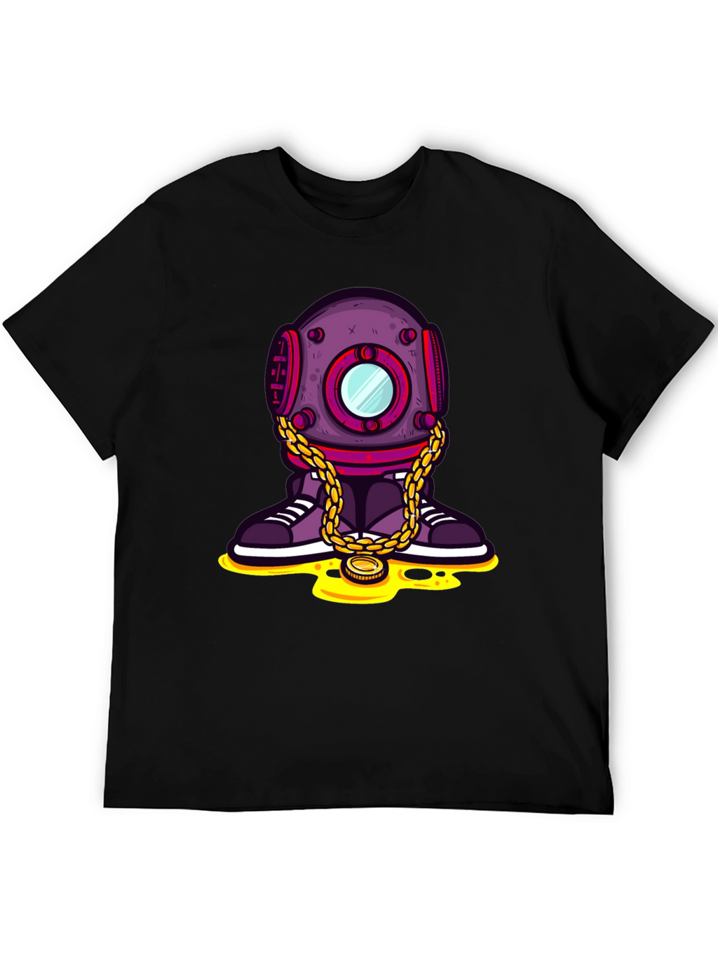 Funky Diver Graphic T-Shirt - Black