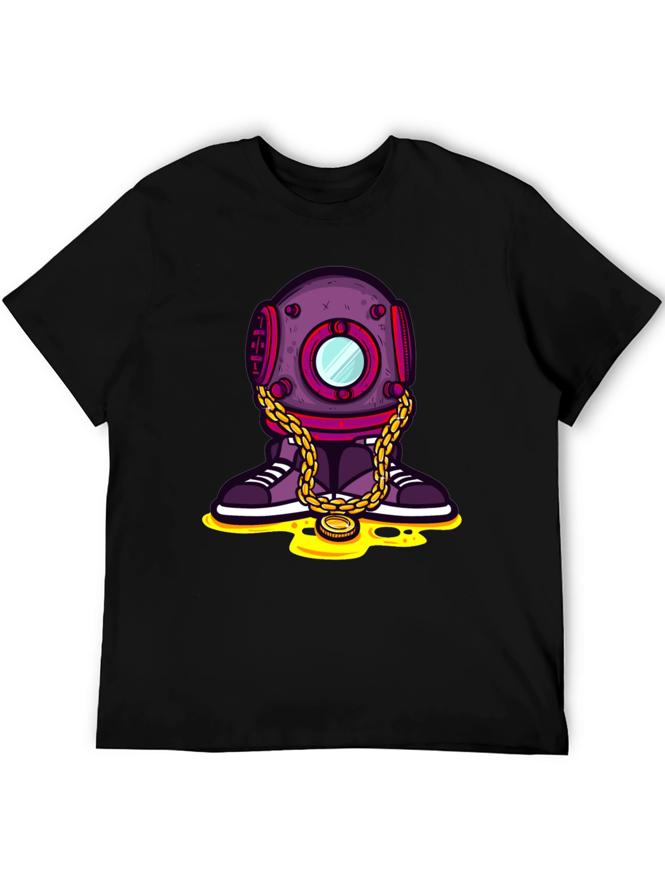 Funky Diver Graphic T-Shirt - Black