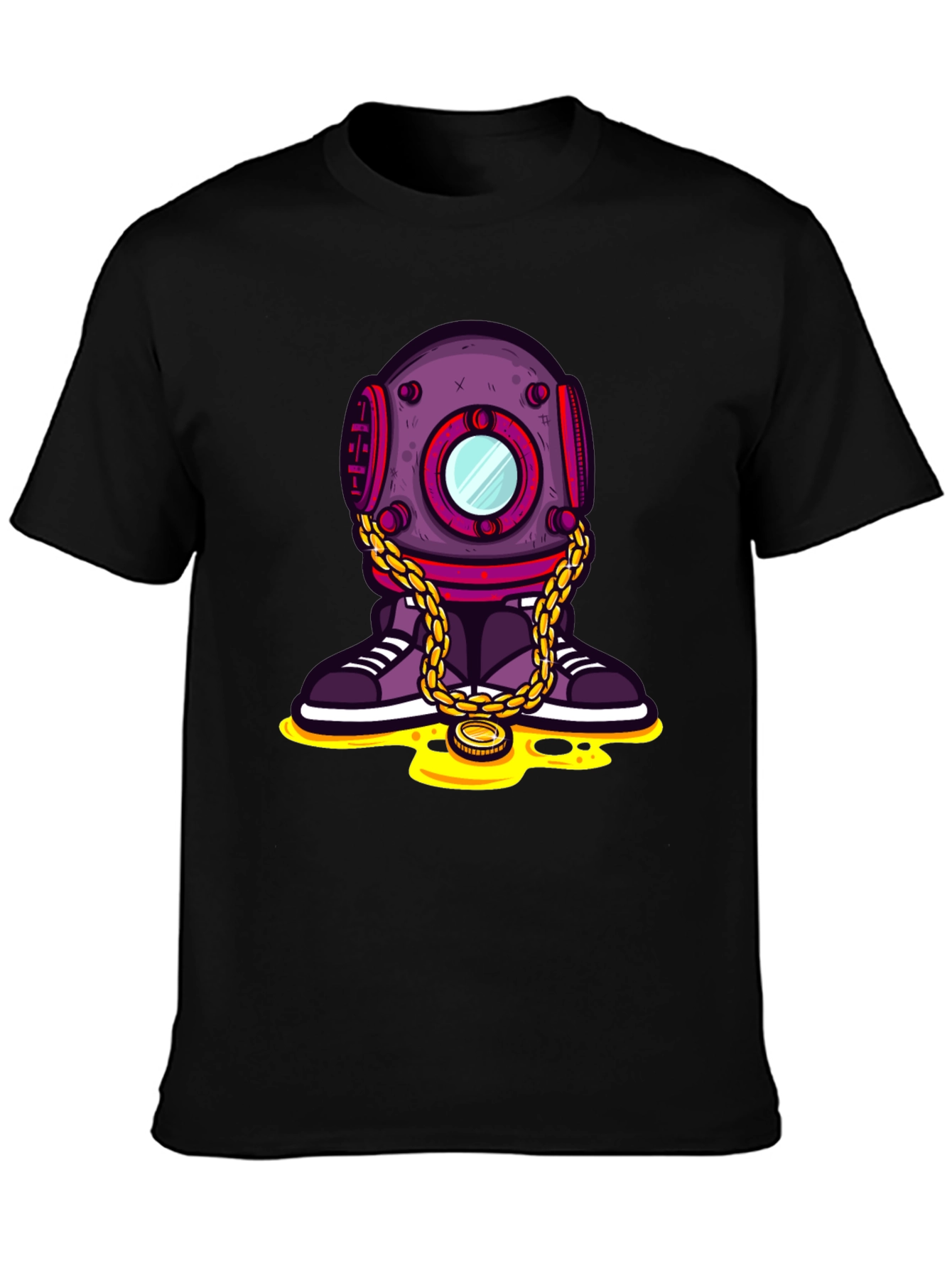 Funky Diver Graphic T-Shirt - Black