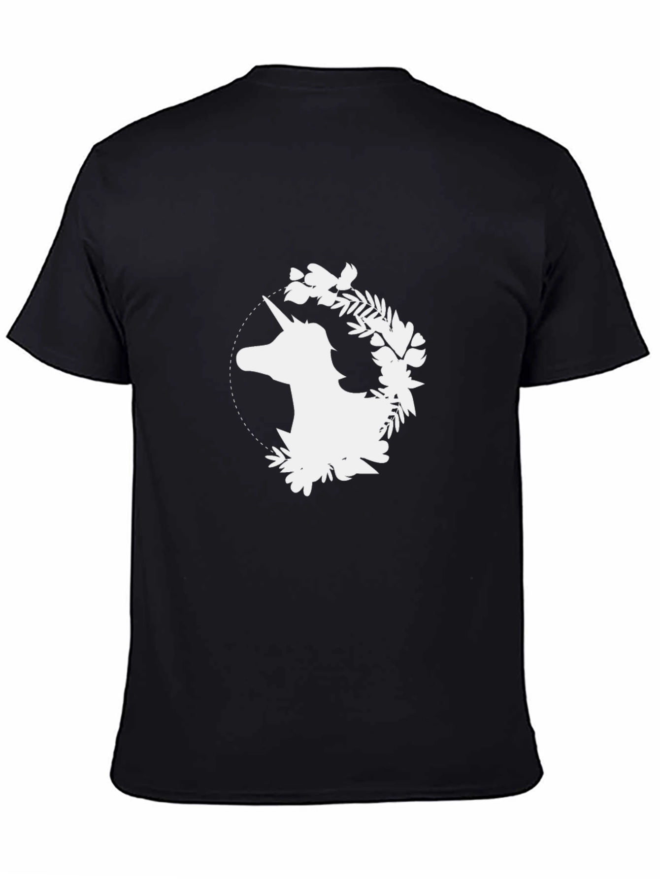 Unicorn Floral Graphic Tee - Stylish Mens Black T-Shirt
