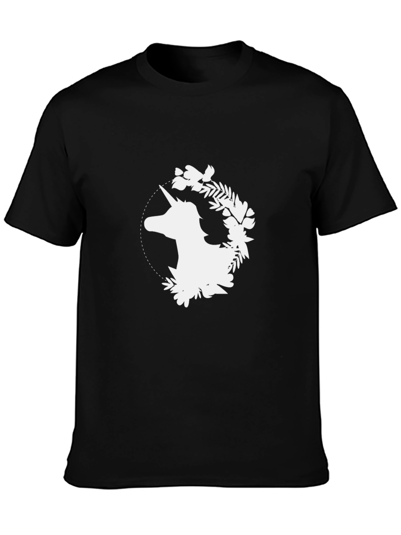 Unicorn Floral Graphic Tee - Stylish Mens Black T-Shirt