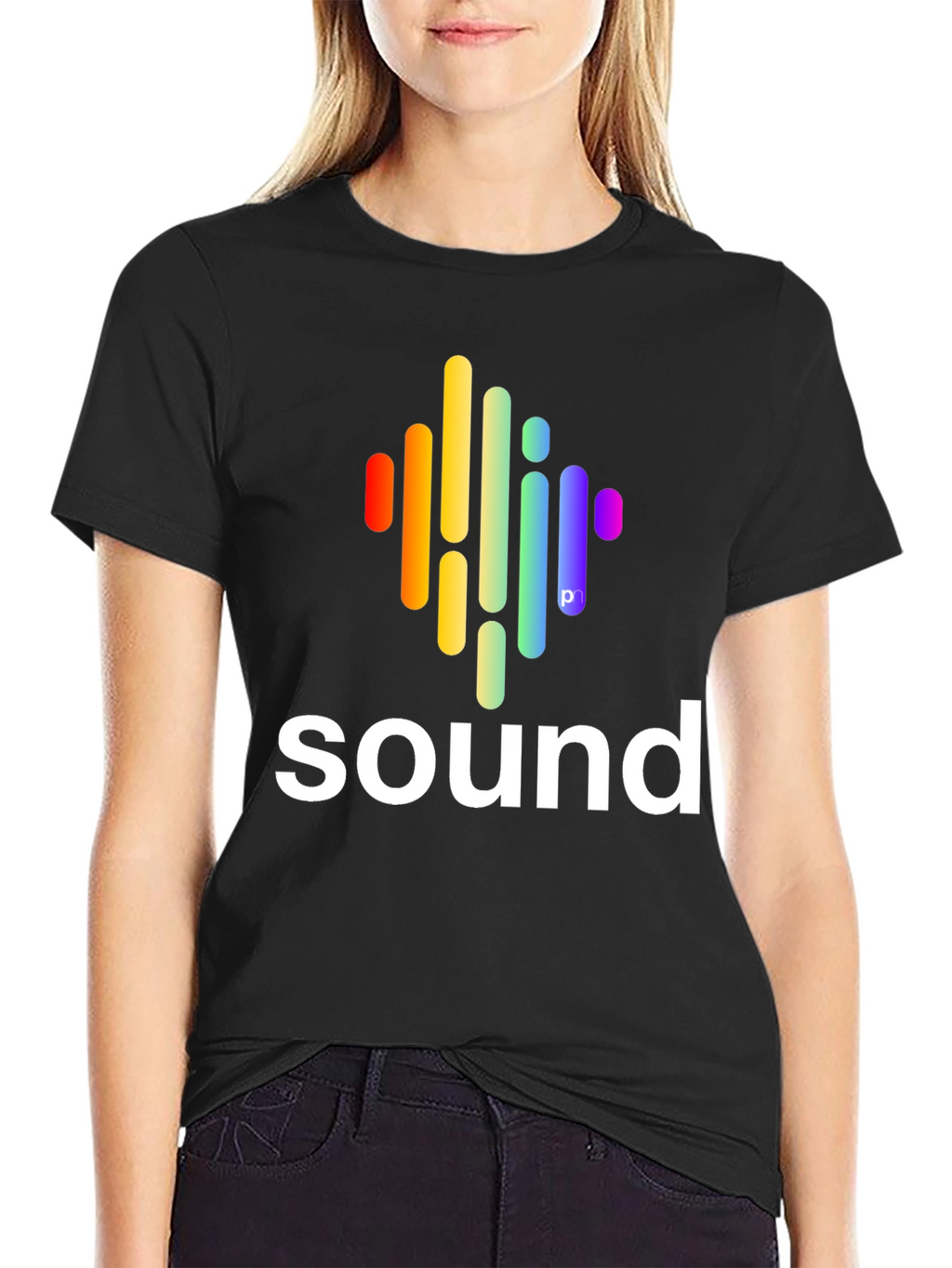Sound Wave Graphic Tee - Stylish Black Cotton T-Shirt