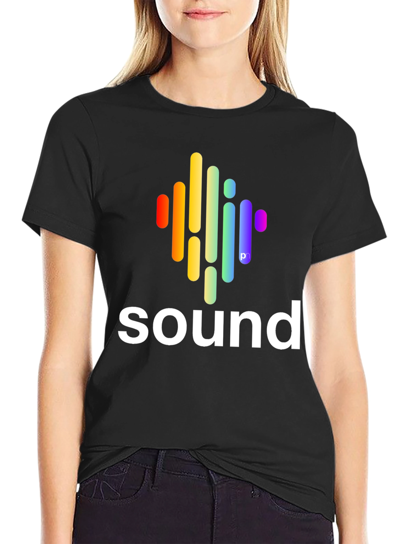 Sound Wave Graphic Tee - Stylish Black Cotton T-Shirt