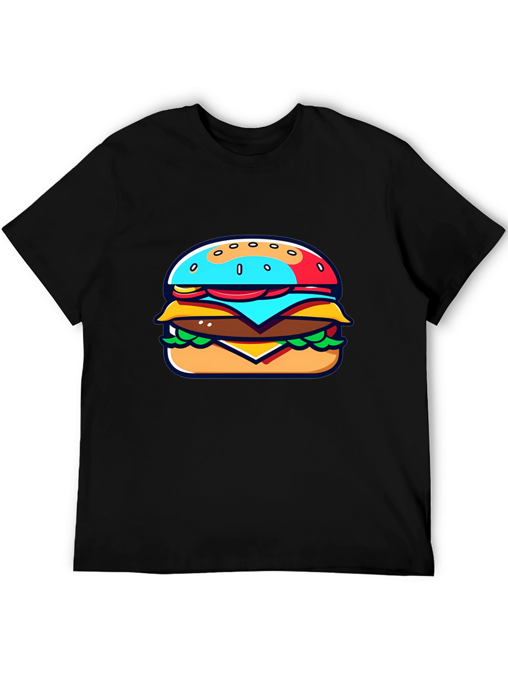 Burger Graphic Black T-Shirt