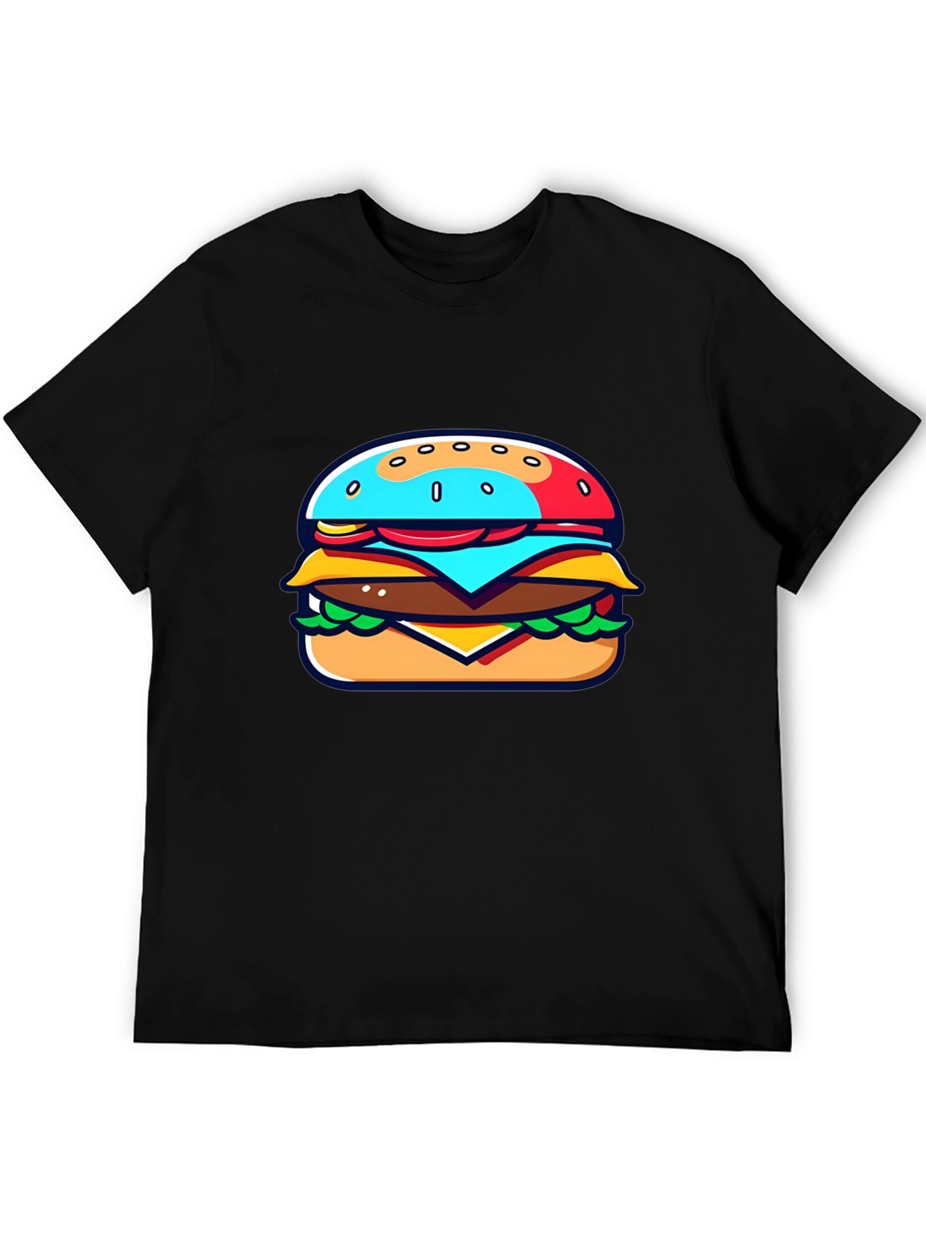 Burger Graphic Black T-Shirt