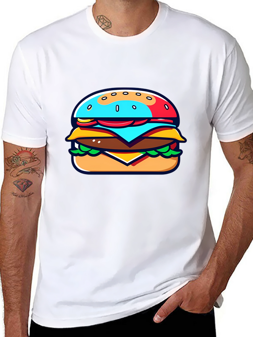 Burger Graphic Black T-Shirt