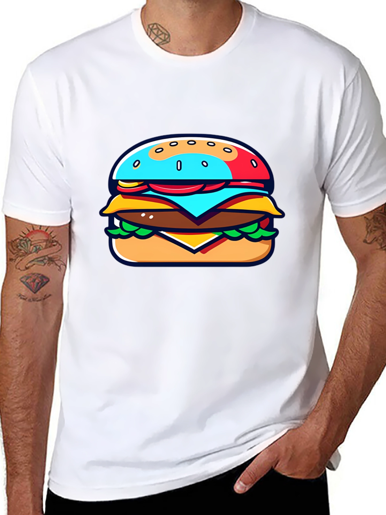 Burger Graphic Black T-Shirt