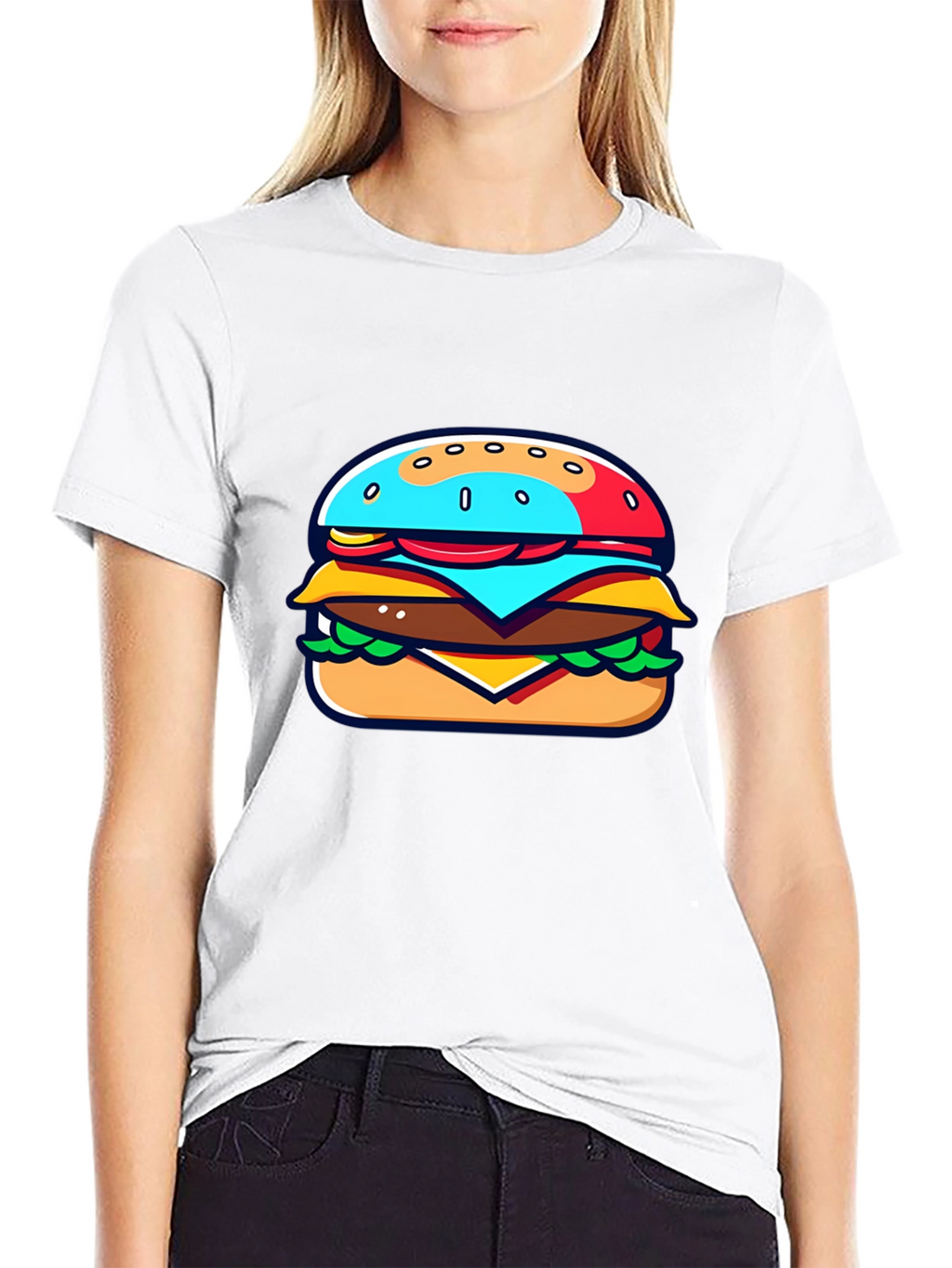 Burger Graphic Black T-Shirt