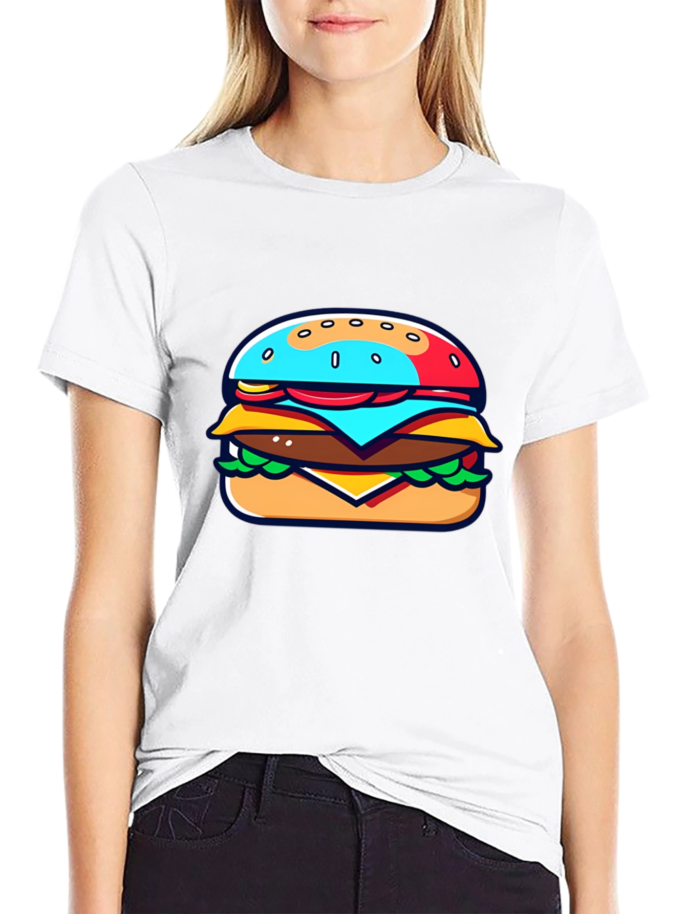 Burger Graphic Black T-Shirt