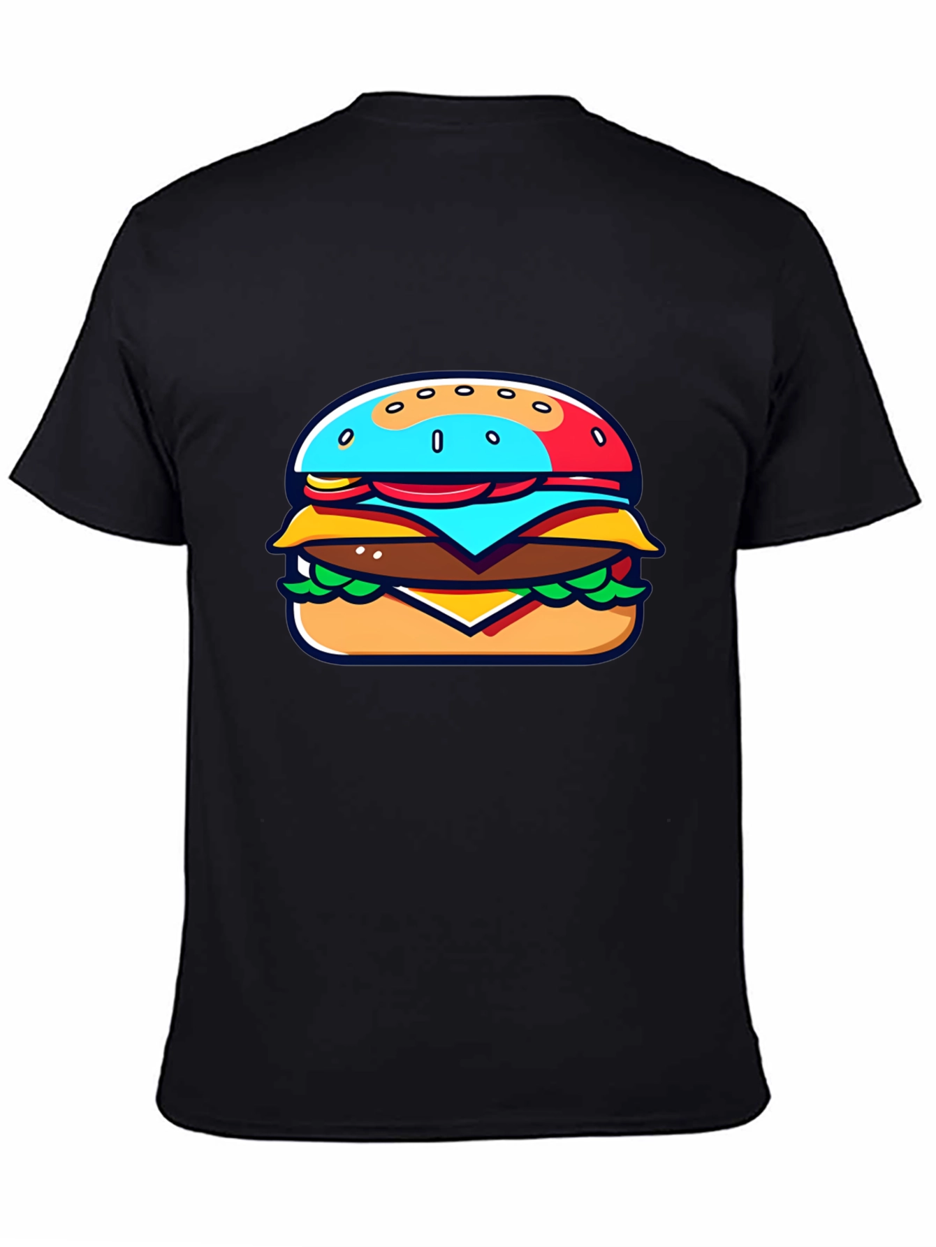 Burger Graphic Black T-Shirt