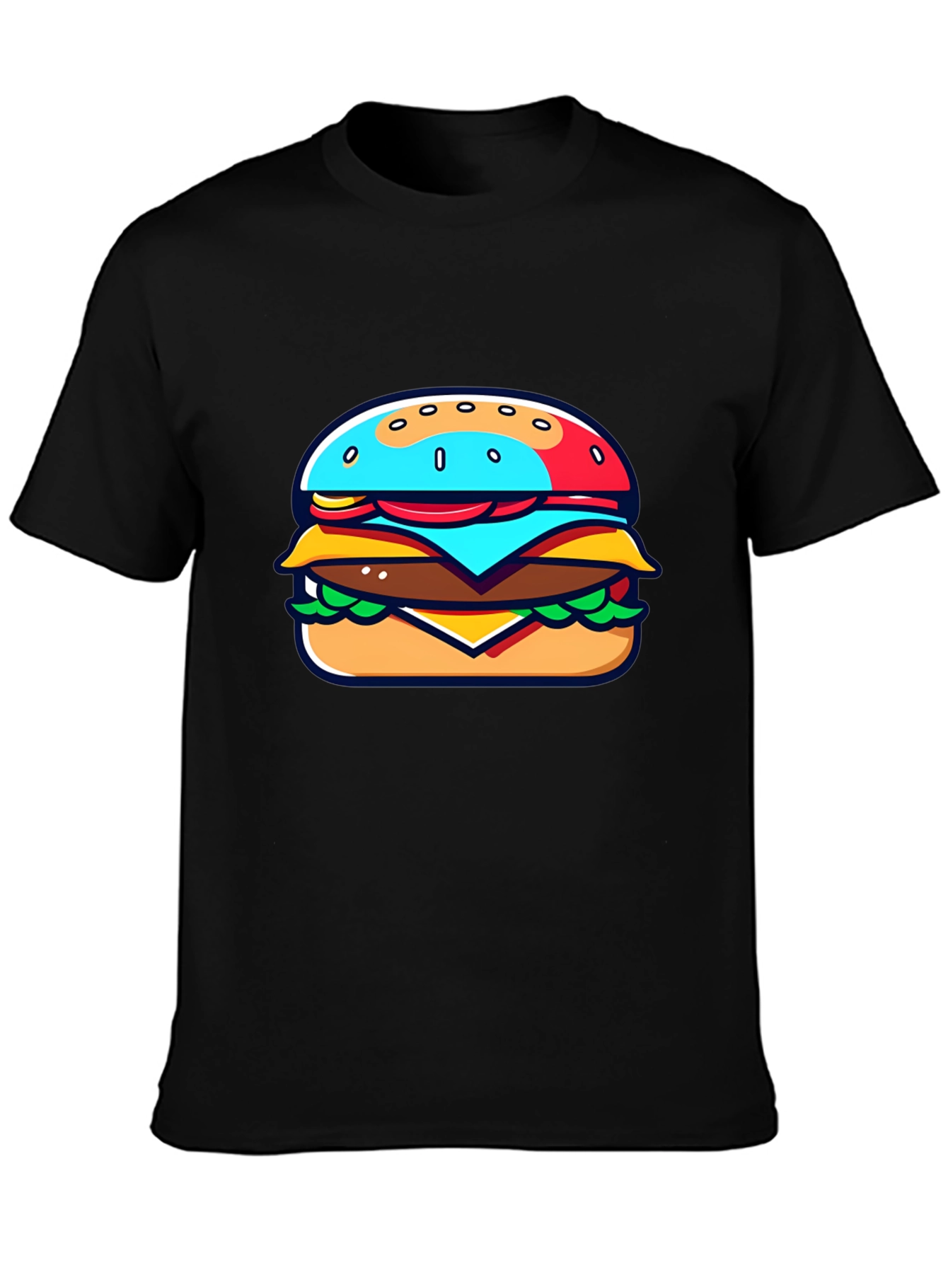 Burger Graphic Black T-Shirt