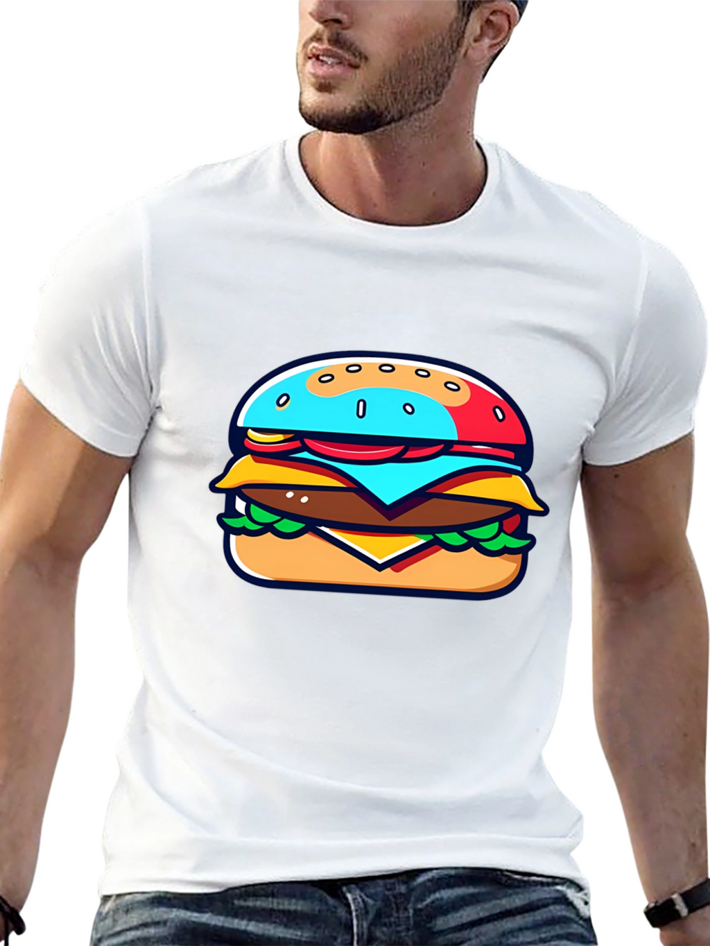 Burger Graphic Black T-Shirt