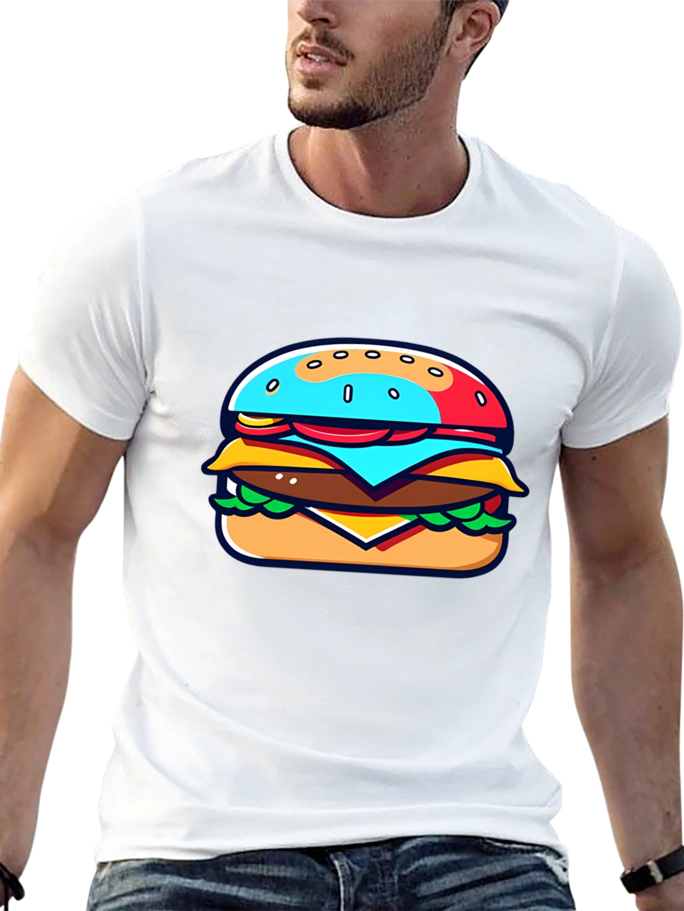 Burger Graphic Black T-Shirt