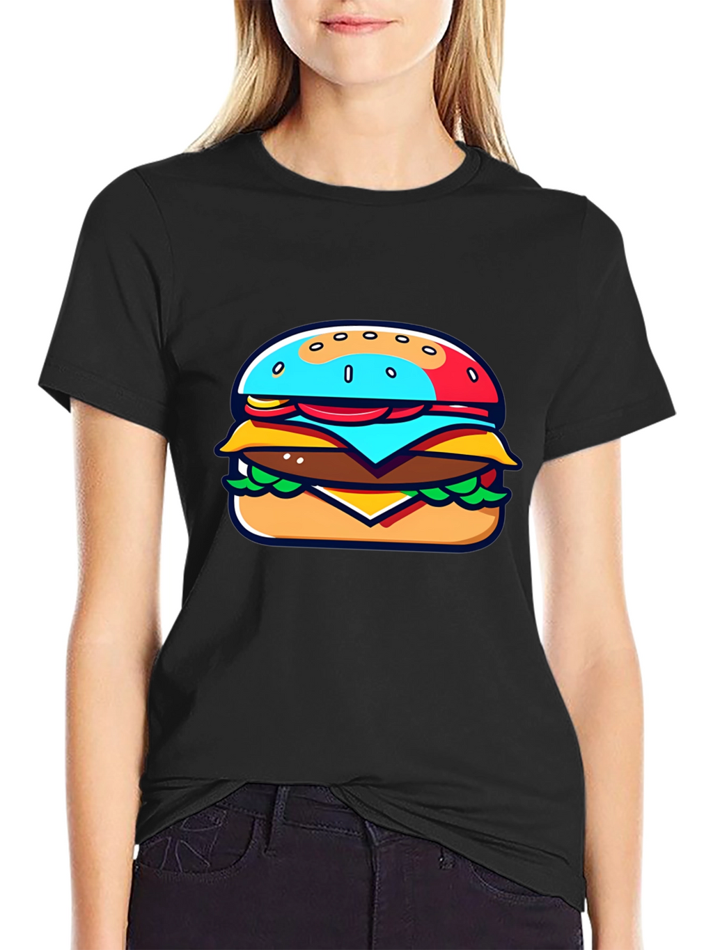 Burger Graphic Black T-Shirt