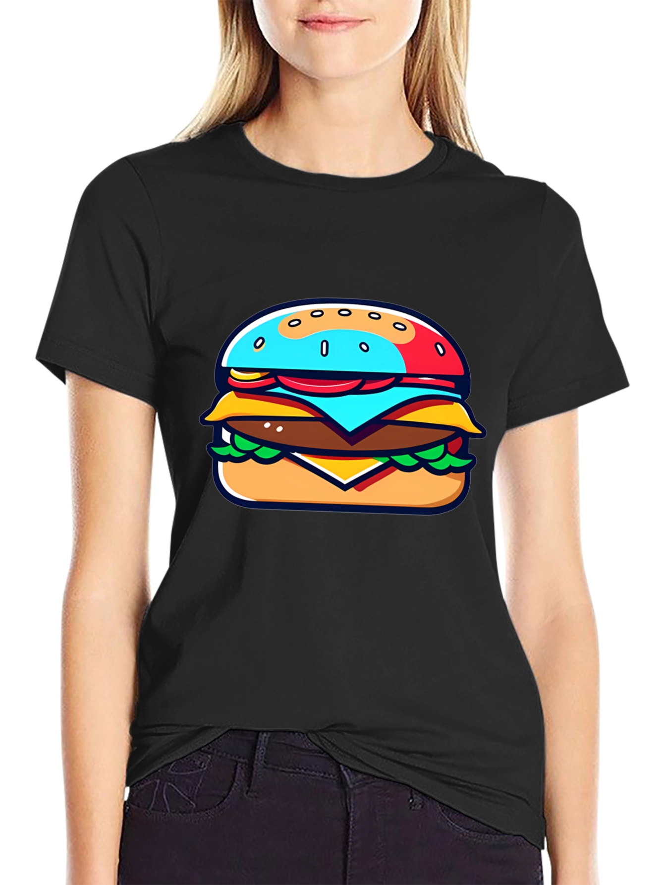 Burger Graphic Black T-Shirt