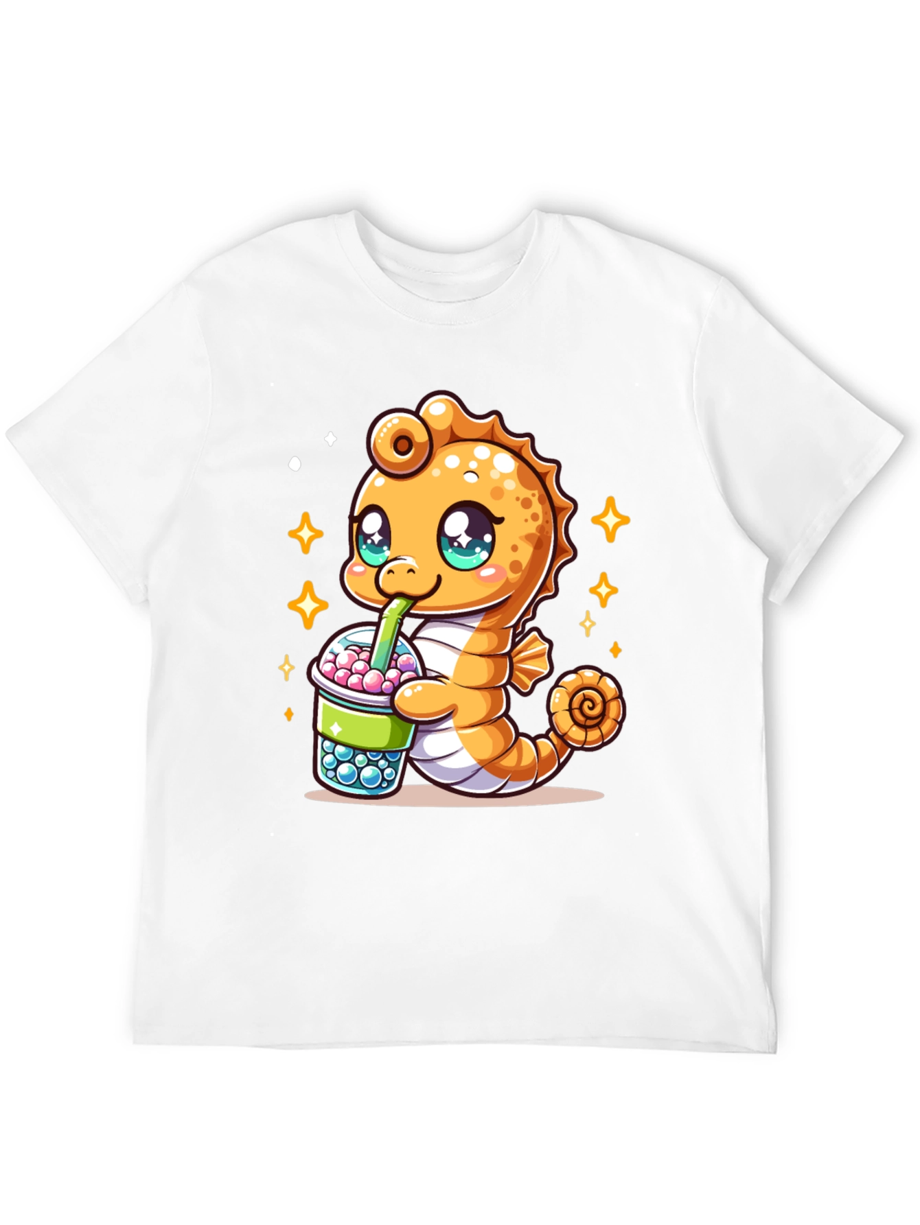 Kawaii Seahorse Bubble Tea Graphic Tee
