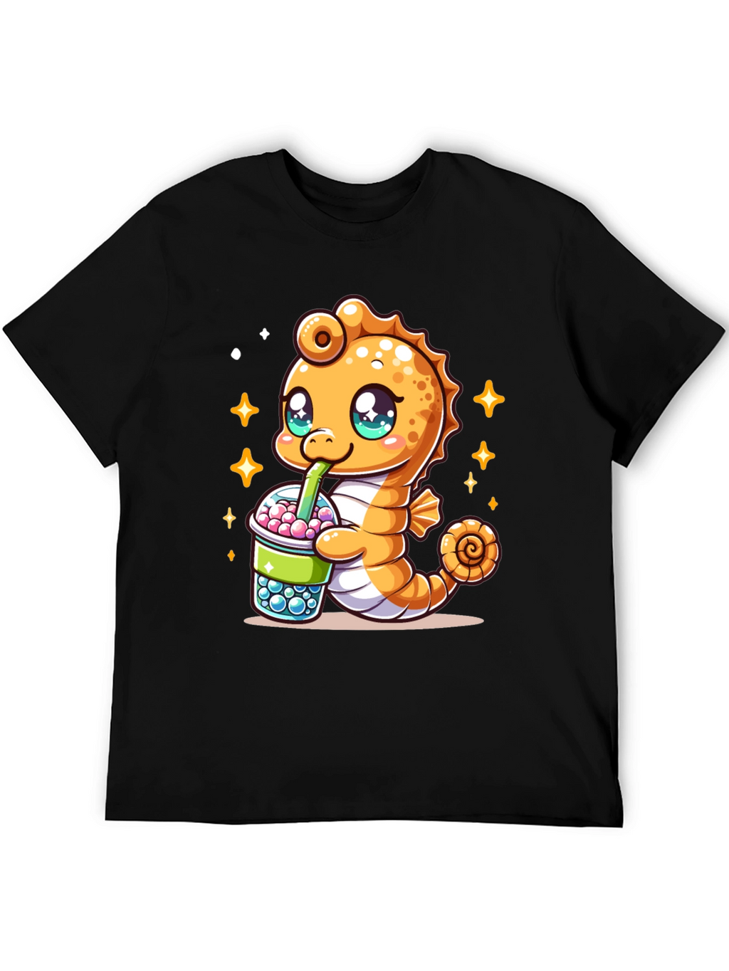Kawaii Seahorse Bubble Tea Graphic Tee