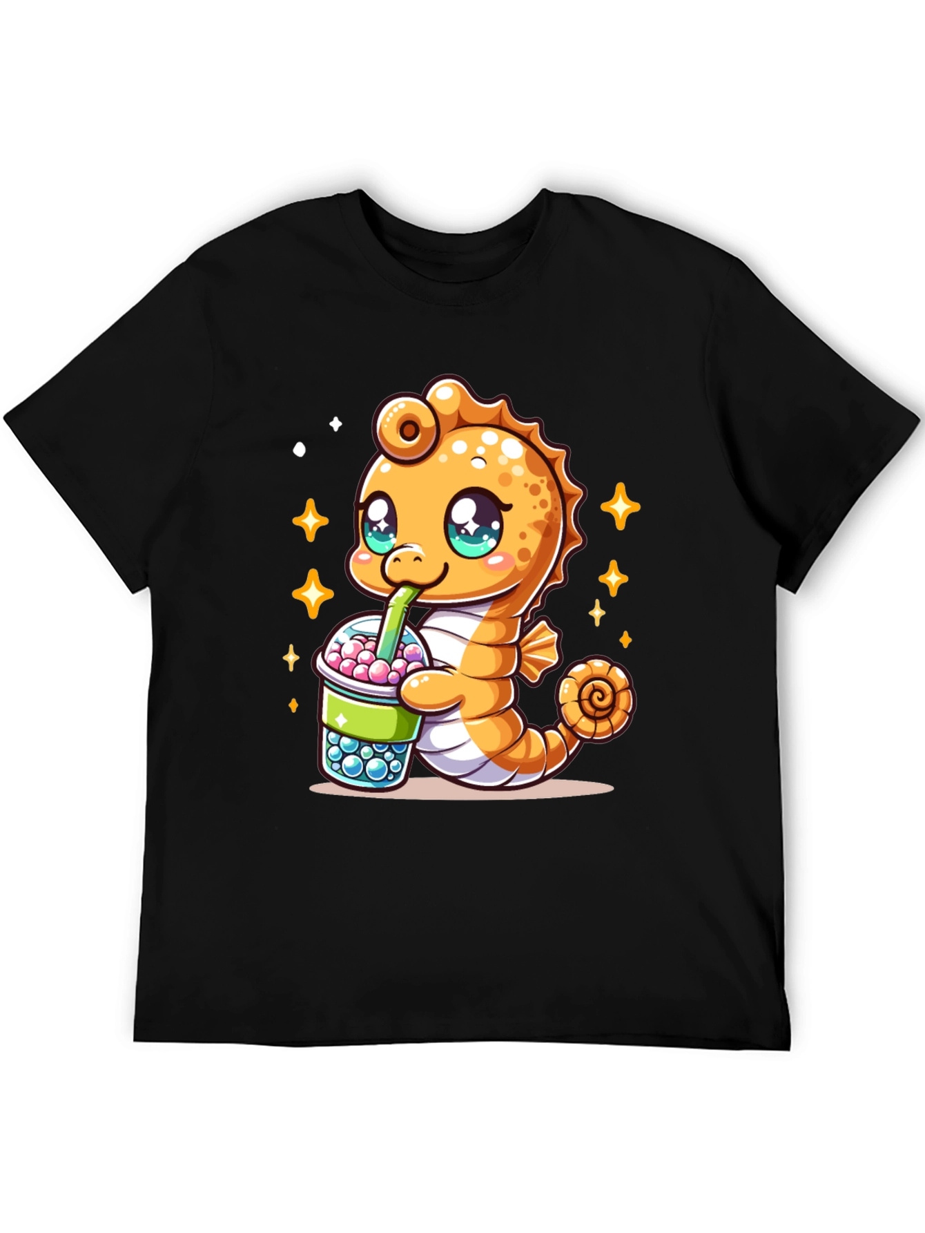 Kawaii Seahorse Bubble Tea Graphic Tee
