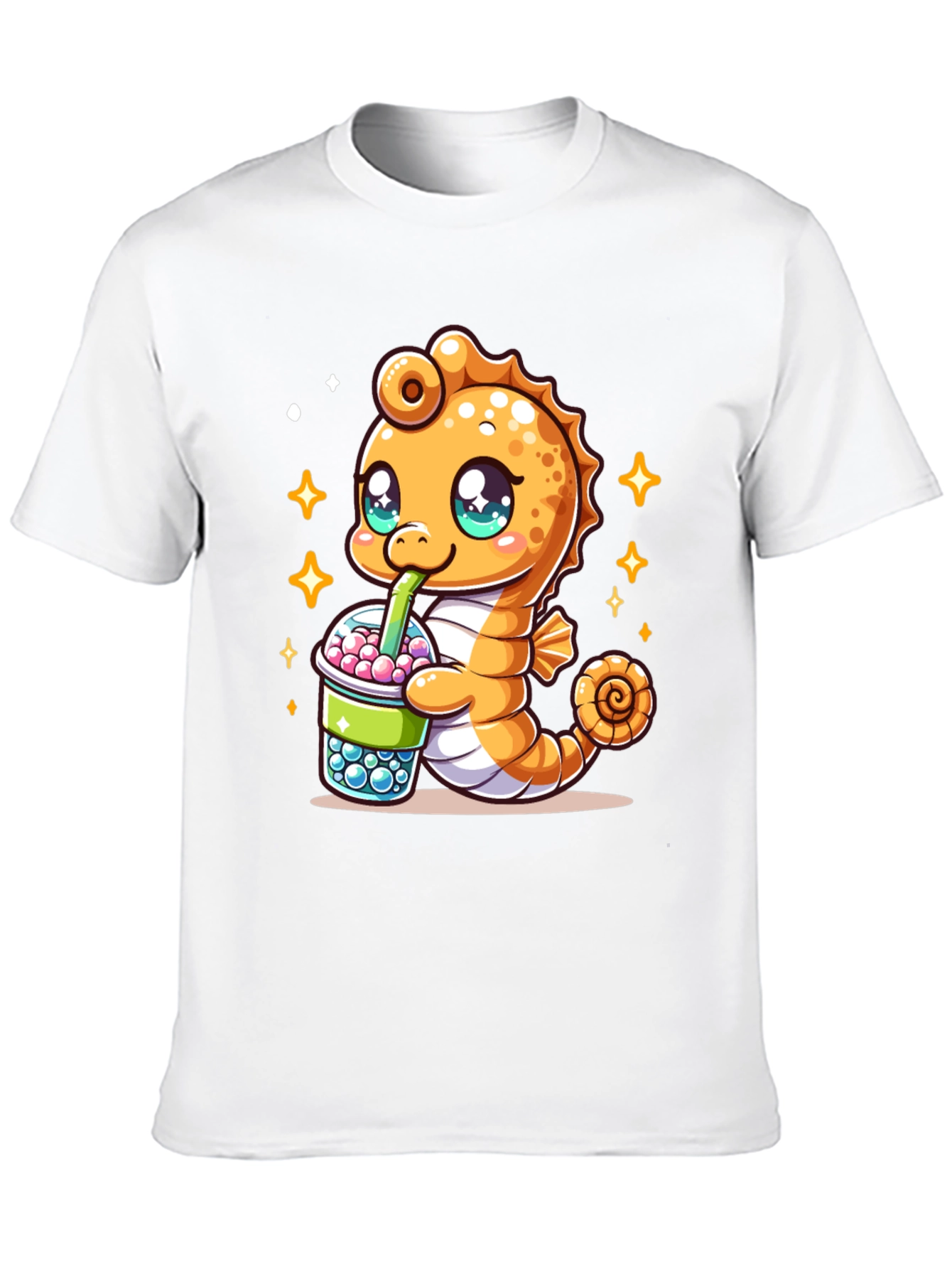 Kawaii Seahorse Bubble Tea Graphic Tee