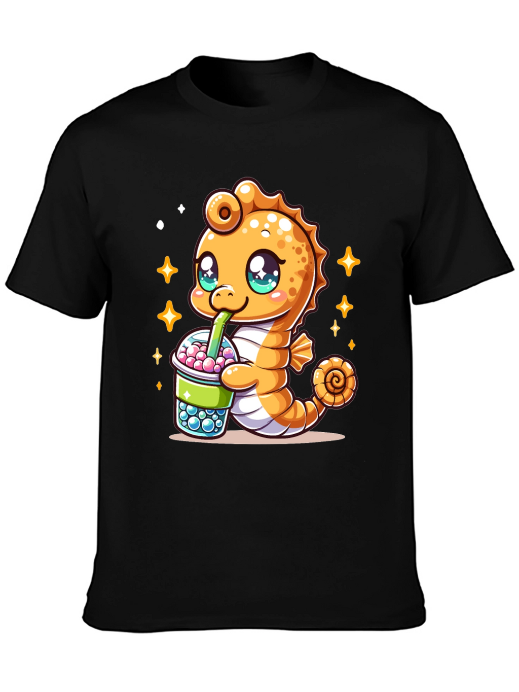 Kawaii Seahorse Bubble Tea Graphic Tee