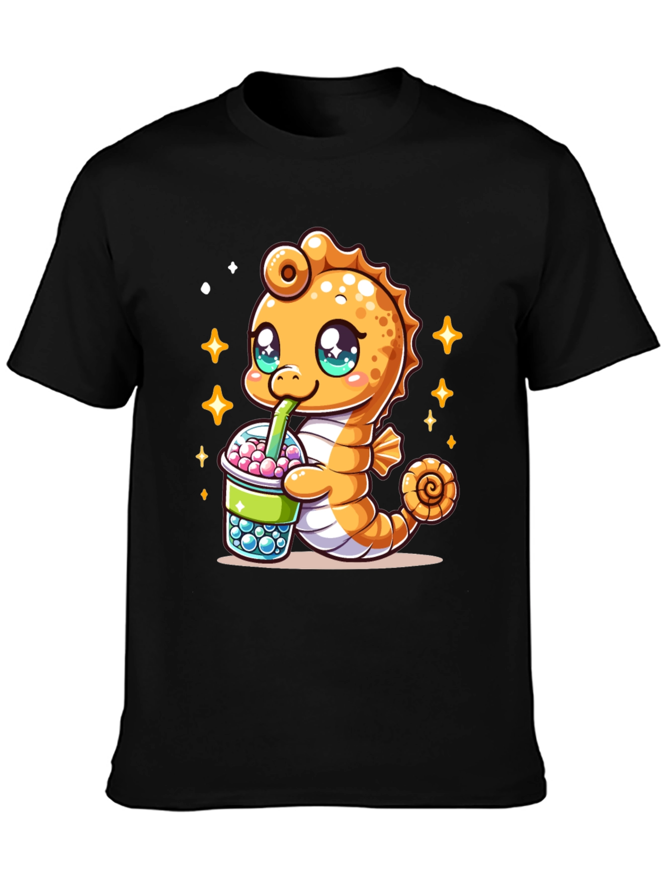 Kawaii Seahorse Bubble Tea Graphic Tee
