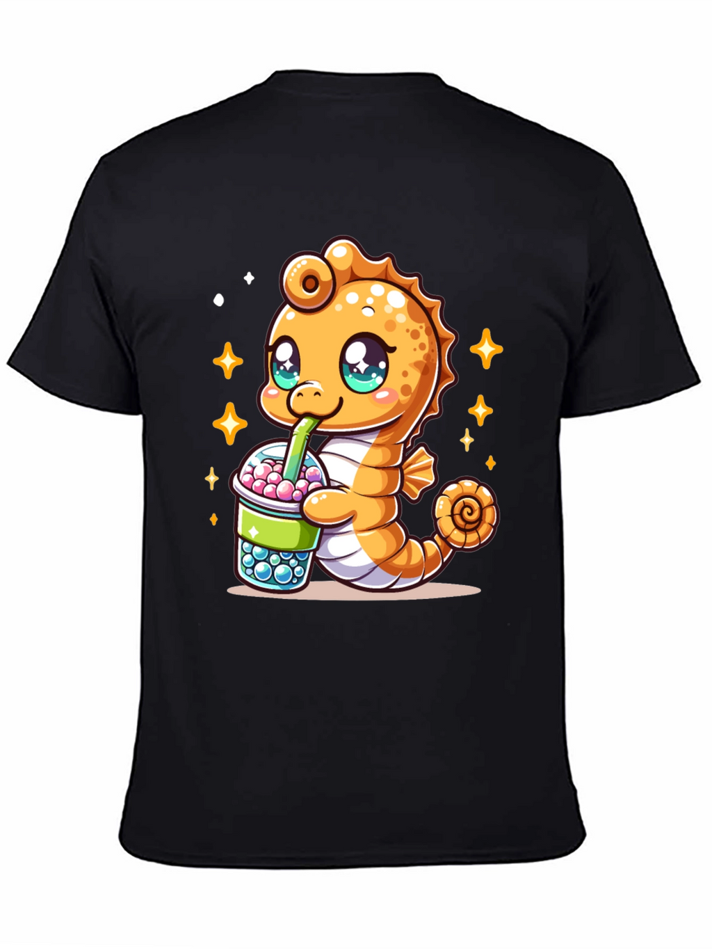 Kawaii Seahorse Bubble Tea Graphic Tee