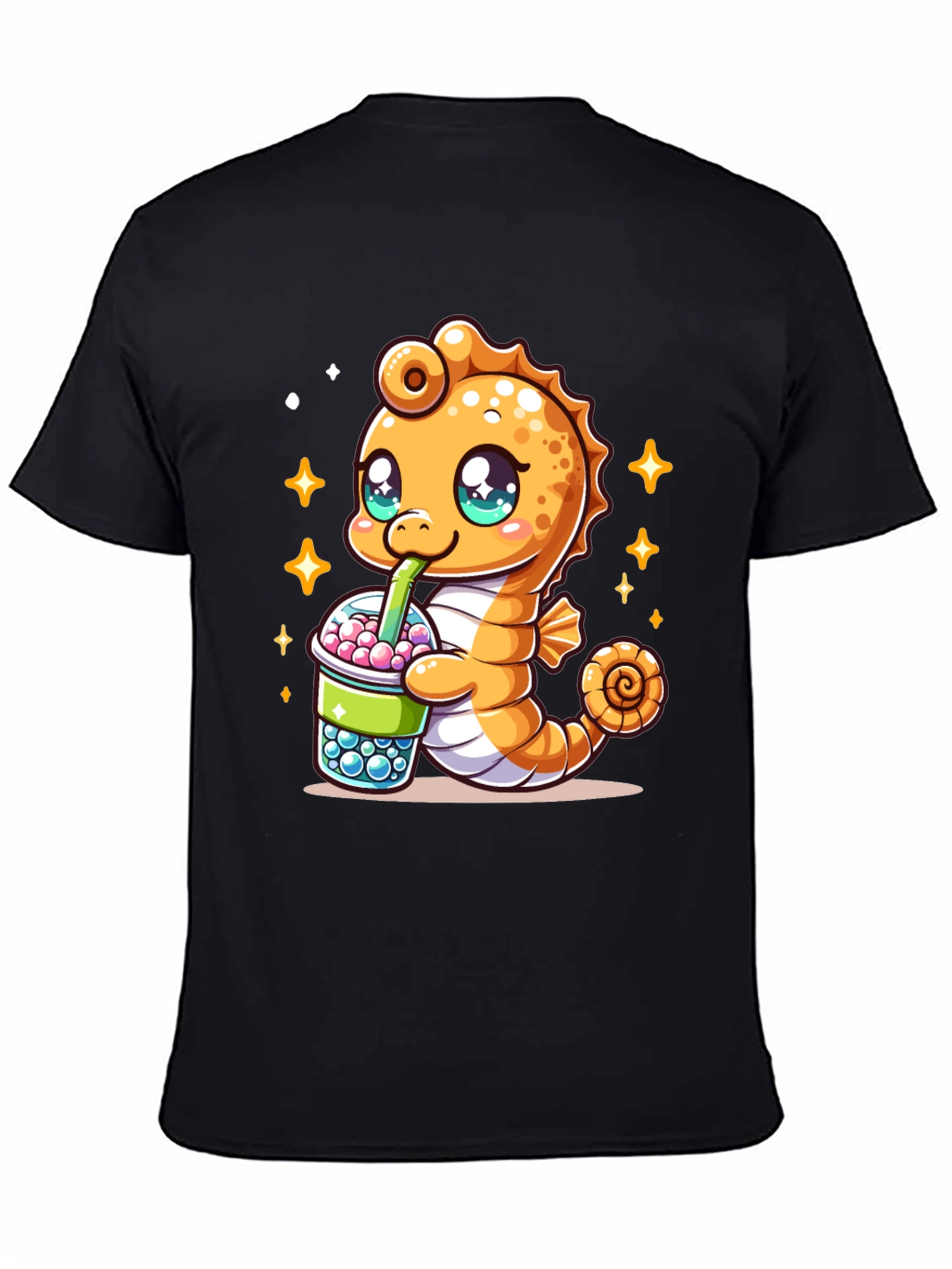 Kawaii Seahorse Bubble Tea Graphic Tee