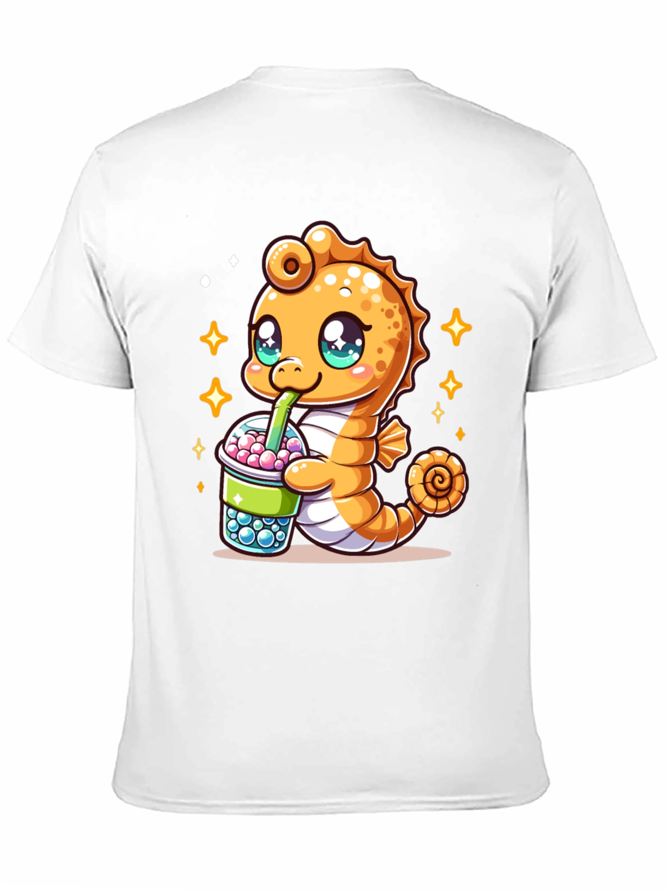 Kawaii Seahorse Bubble Tea Graphic Tee