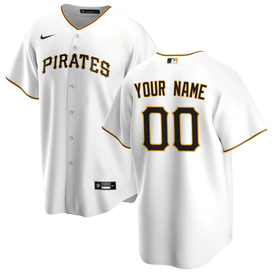 Men's Pittsburgh Pirates White Home Replica Custom Jerseys