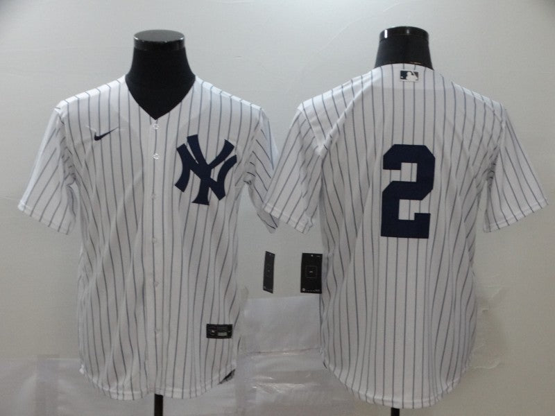 Men's New York Yankees Derek Jeter #2 White Home Replica Player Name Jerseys