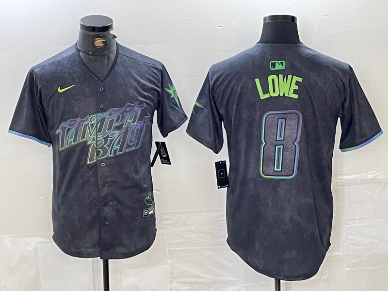 Men's Tampa Bay Rays Brandon Lowe #8 Charcoal 2024 City Connect Limited Player Jerseys