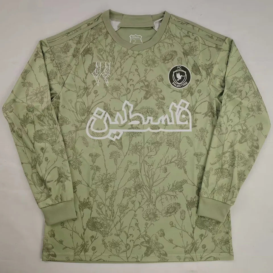 2025 Palestine Retro Style Long Sleeve Soccer Jersey Detail 1