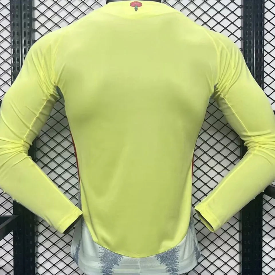 2024/25 Spain Away Yellow Player Version Long Sleeve Jersey Back