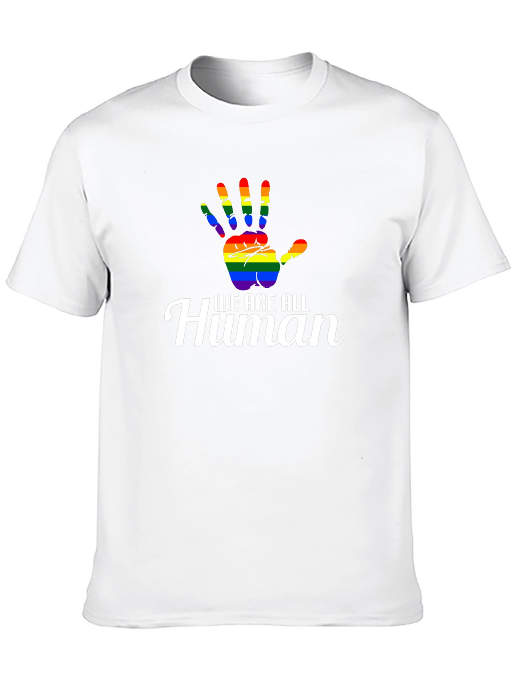 We Are All Human LGBT Pride Rainbow Hand T-Shirt