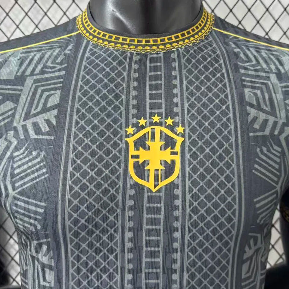 2026 Brazil Special Edition Black Player Version Soccer Jersey Detail 2