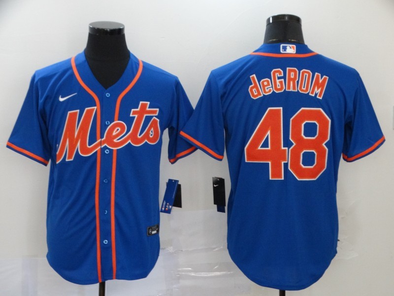 Men's New York Mets Jacob deGrom #48 Blue Replica Baseball Jerseys