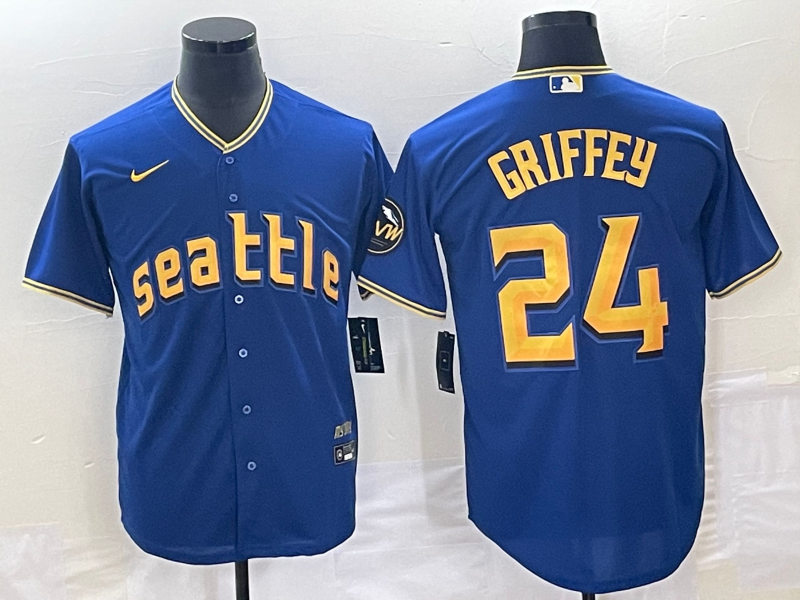 Men's Seattle Mariners Ken Griffey Jr. #24 Royal 2023 City Connect Replica Jerseys